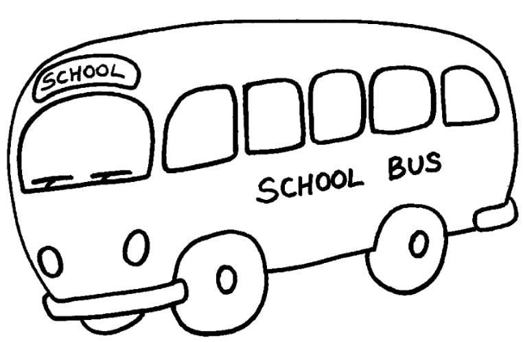 Mẫu tranh tô màu hình xe bus đang chạy đến trường dành cho bé