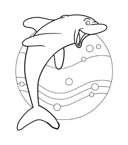 Mẫu tranh tô màu dành cho bé từ 2 đến 5 tuổi hình chú cá heo dễ thương