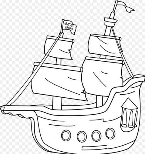Mẫu tranh tô màu cho bé hình chiếc tàu cướp biển