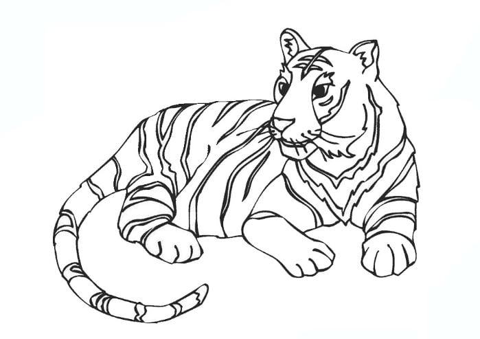 Mẫu tranh tô màu hình con hổ dành cho bé tập tô