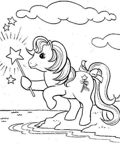 Mẫu tranh tô màu hình con ngựa phép thuật dành cho bé