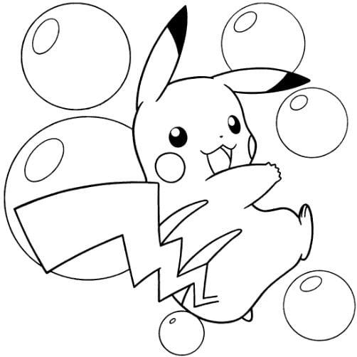 Mẫu tranh tô màu cho bé hình Pikachu