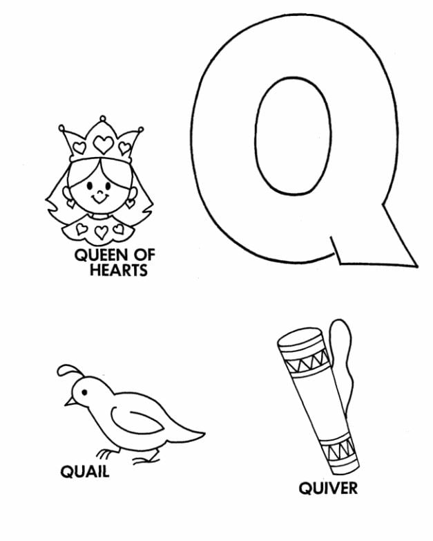 Mẫu tranh tô màu cho bé hình chữ Q