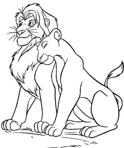 Mẫu tranh tô màu cho bé hình 2 con sư tử