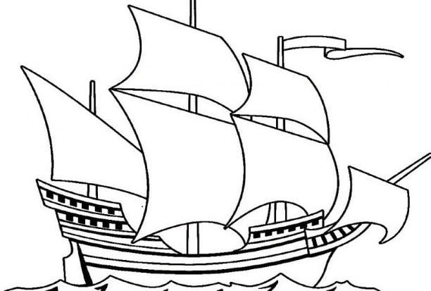 Mẫu tranh tô màu chiếc thuyền bườm dành cho bé