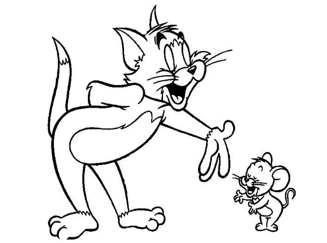 Mẫu tranh tô màu cho bé hình Tom và Jerry