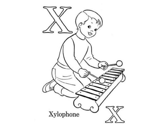 Mẫu tranh tô màu hình chữ X dành cho bé tập tô