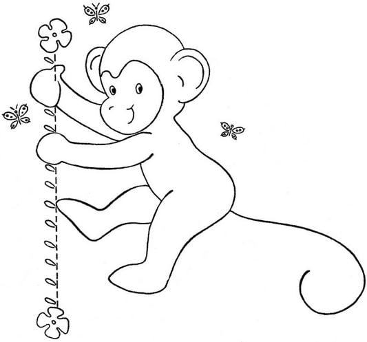 Mẫu tranh tô màu cho bé hình chú khỉ dễ thương dành cho bé