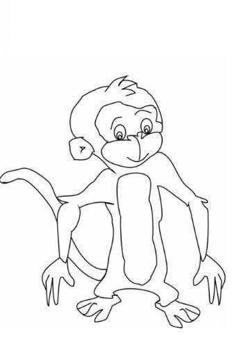 Mẫu tranh tô màu cho bé hình chú khỉ
