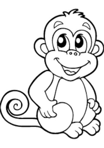 Mẫu tranh tô màu cho bé hình chú khỉ đang cười