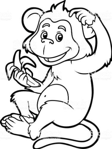 Vẽ một bức tranh con khỉ ăn chuối